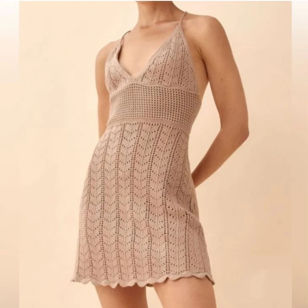 Reformation Junio open knit summer beach dress size medium - Picture 3 of 13
